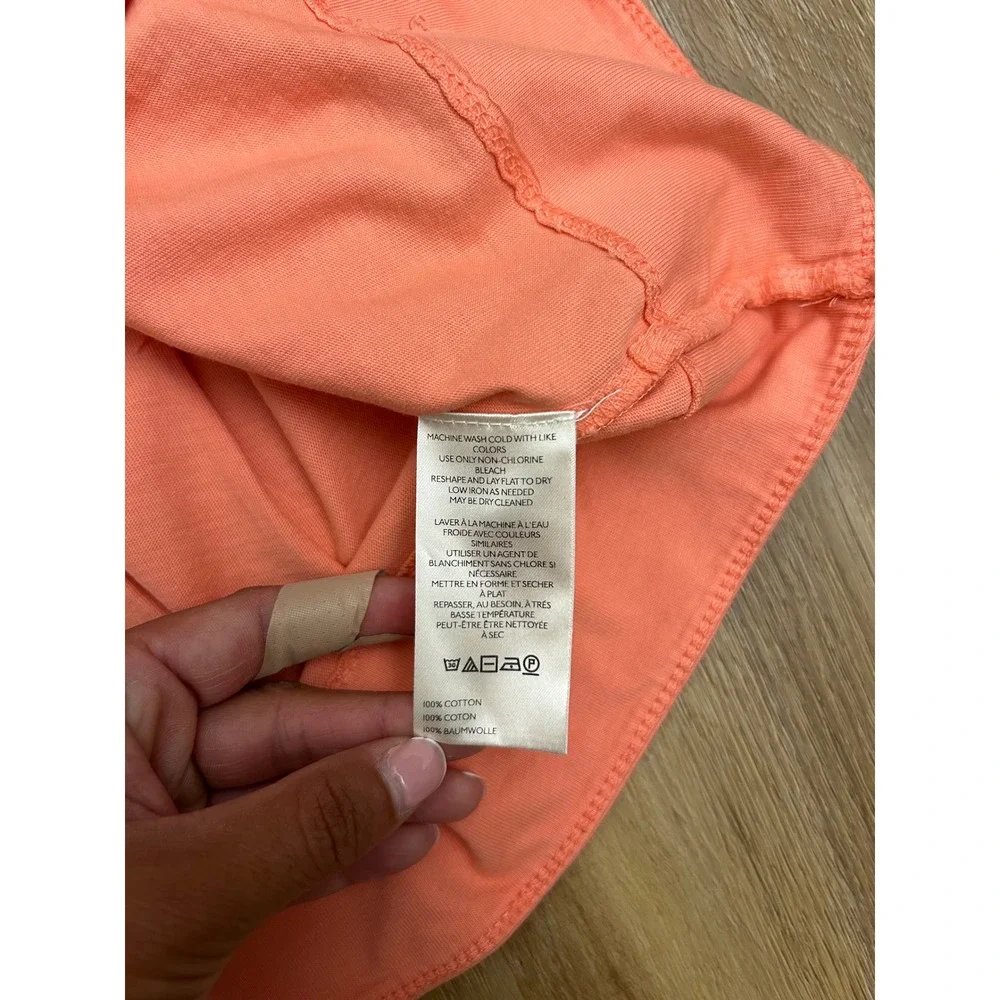 Pilcro Anthropologie Small Coral Pink Pintuck Pleated Cotton Knit Top preppy‎